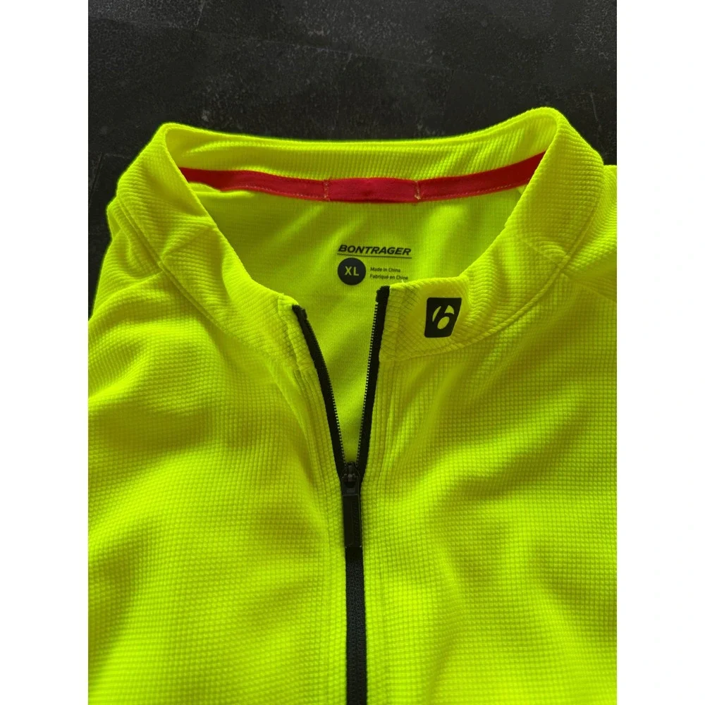 Bontrager Solstice Cycling Jersey Mens XL Short Neon Yellow Full Zip Bike Hiking - Picture 4 of 10